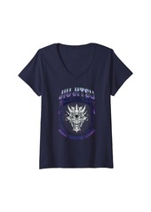 Womens Jiu Jitsu Honor Through Combat - Grappling BJJ Dragon Head V-Neck T-Shirt