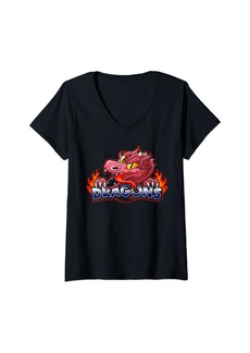 Dragon Womens Lane Mascot V-Neck T-Shirt