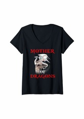 Womens Mother of Dragons - Funny Mother's Day 2021 & Mom Gift V-Neck T-Shirt