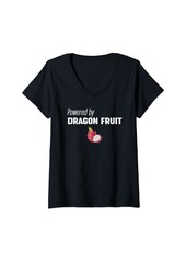 Womens Powered By Dragon Fruit Pitahaya Tropical Exotic V-Neck T-Shirt