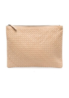 Dragon woven leather clutch bag