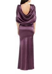 Dress the Population Adina Satin Cape-Sleeve Gown