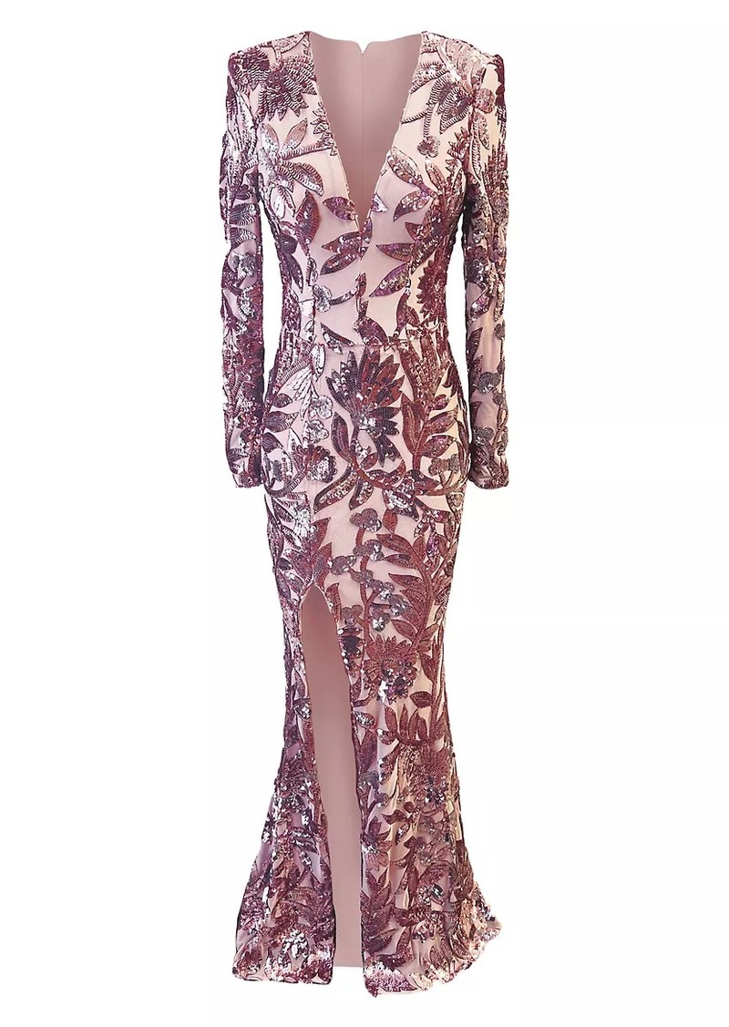 Dress the Population Alessandra Sequin Floral Mermaid Gown