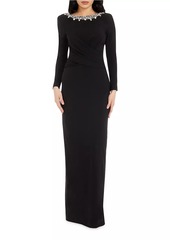 Dress the Population Anne Embellished Wrap-Front Gown