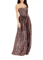 Dress the Population Audrina Sequin Chevron Gown