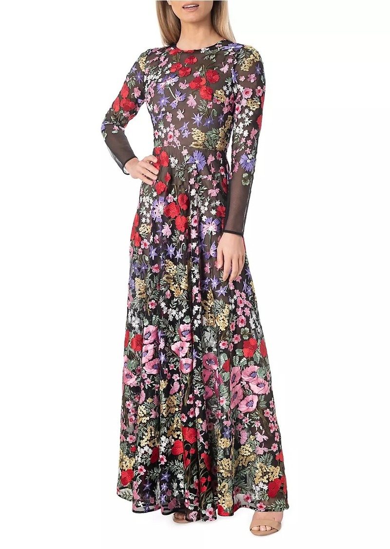 Dress the Population Ava Embroidered Floral Gown