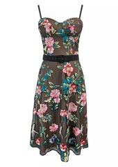 Dress the Population Carlita Belted Embroidered Midi-Dress