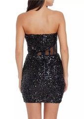 Dress the Population Cherie Sequin Mesh-Paneled Minidress