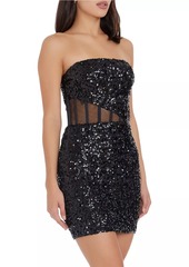 Dress the Population Cherie Sequin Mesh-Paneled Minidress