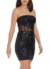 Dress the Population Cherie Sequin Mesh-Paneled Minidress