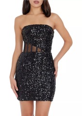 Dress the Population Cherie Sequin Mesh-Paneled Minidress