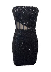 Dress the Population Cherie Sequin Mesh-Paneled Minidress