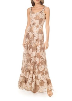 Dress the Population Anabel Embroidered Sequin Sweetheart Neck Gown