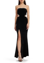 Dress the Population Ariana Cutout Strapless Stretch Velvet Gown