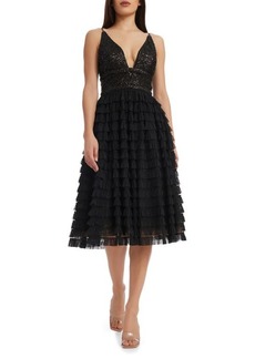 Dress the Population Becca Sequin & Tulle Tiered Dress