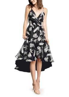 Dress the Population Delphine High-Low Organza Dress in Black Multi at Nordstrom