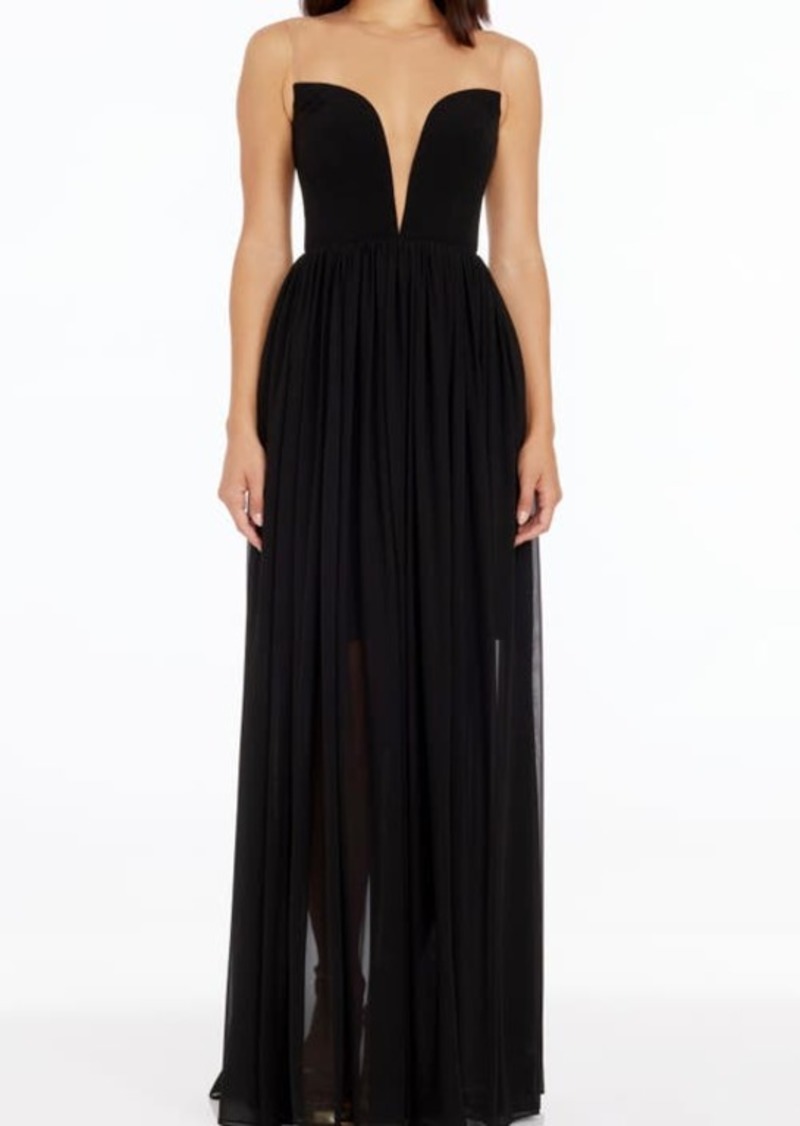 Dress the Population Eleanor Illusion Neck Gown