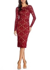 Dress the Population Emery Long Sleeve Lace Cocktail Dress in Dark Ruby at Nordstrom