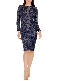 Dress the Population Emery Long Sleeve Sequin Cocktail Dress