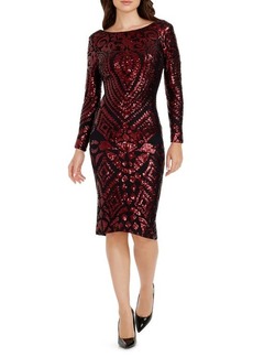 Dress the Population Emery Sequin Long Sleeve Cocktail Dress