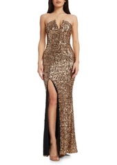 Dress the Population Fernanda Sequin Strapless Gown