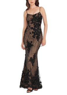Dress the Population Giovanna Floral Mesh Applique Gown