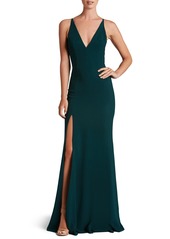Dress the Population Iris Crepe Trumpet Gown in Pine at Nordstrom