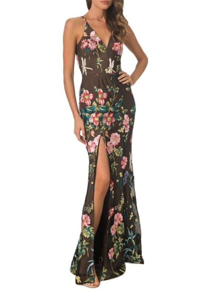 Dress the Population Iris Floral Embroidered Mermaid Gown