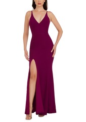 Dress the Population Iris High-Slit Evening Gown - Bright Fuschia