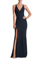 Dress the Population Iris High-Slit Evening Gown - Bright Fuschia