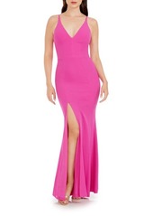 Dress the Population Iris Slit Crepe Gown