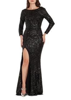 Dress the Population Janette Sequin Long Sleeve Mermaid Gown