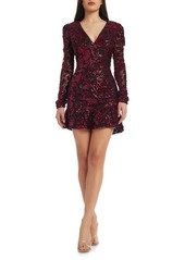 Dress the Population Kelsey Sequin Floral Long Sleeve Minidress