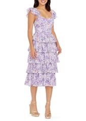 Dress the Population Kristen Floral Ruffle Tier Midi Dress