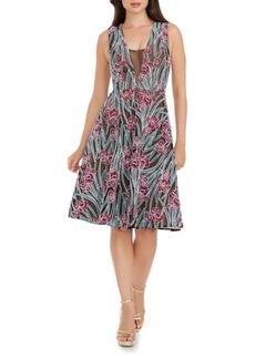 Dress the Population Macie Floral Embroidery Fit & Flare Dress