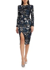 Dress the Population Natalie Sequin Long Sleeve Body-Con Dress