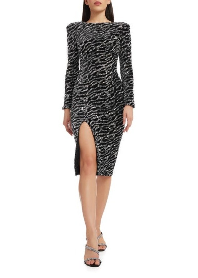 Dress the Population Natalie Sequin Long Sleeve Body-Con Dress