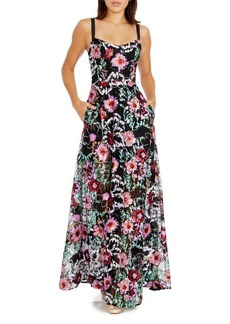 Dress the Population Nina Sequin Floral Fit & Flare Gown
