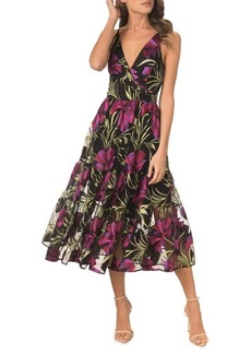Dress the Population Paulette Floral Embroidered Fit & Flare Midi Dress