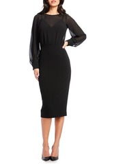 Dress the Population Pilar Mixed Media Long Sleeve Dress