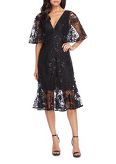 Dress the Population Roseanna Lace Sequin Fit & Flare Dress in Black at Nordstrom