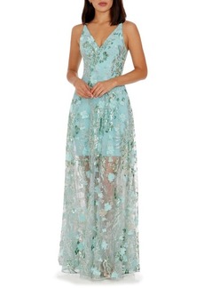 Dress the Population Sidney Beaded Floral Appliqué Gown