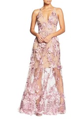 Dress the Population Sidney Deep V-Neck 3D Lace Gown