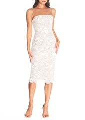 Dress the Population Tegan Lace Strapless Bodycon Cocktail Dress in Off White at Nordstrom