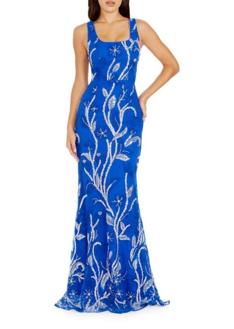 Dress the Population Tyra Beaded Floral Chiffon Mermaid Gown