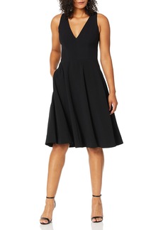 Dress the Population Women's Catalina Solid Sleeveless Fit & Flare Midi Dress black