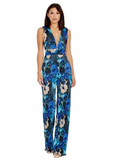 Dress the Population Women's Hunter Floral-Print Jumpsuit - Cobalt Mul