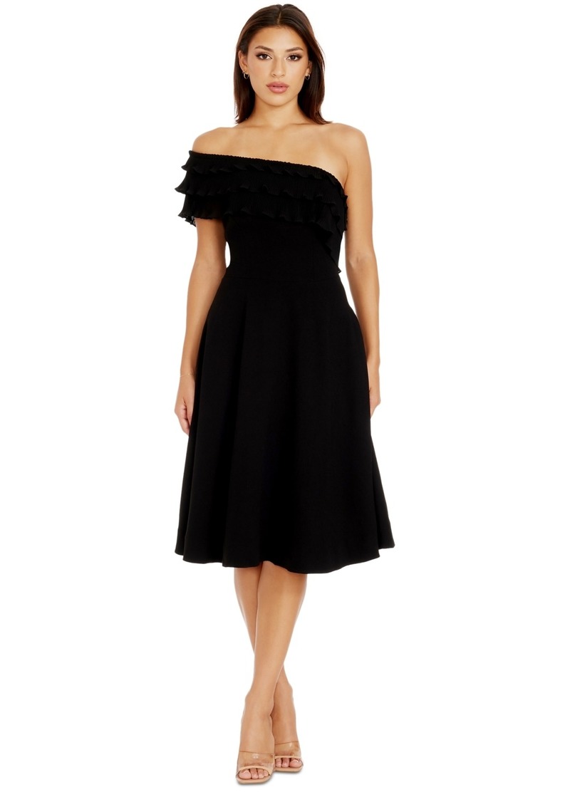 Dress the Population Women's Kristy One-Shoulder Ruffle Dress - Black