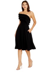 Dress the Population Women's Kristy One-Shoulder Ruffle Dress - Black