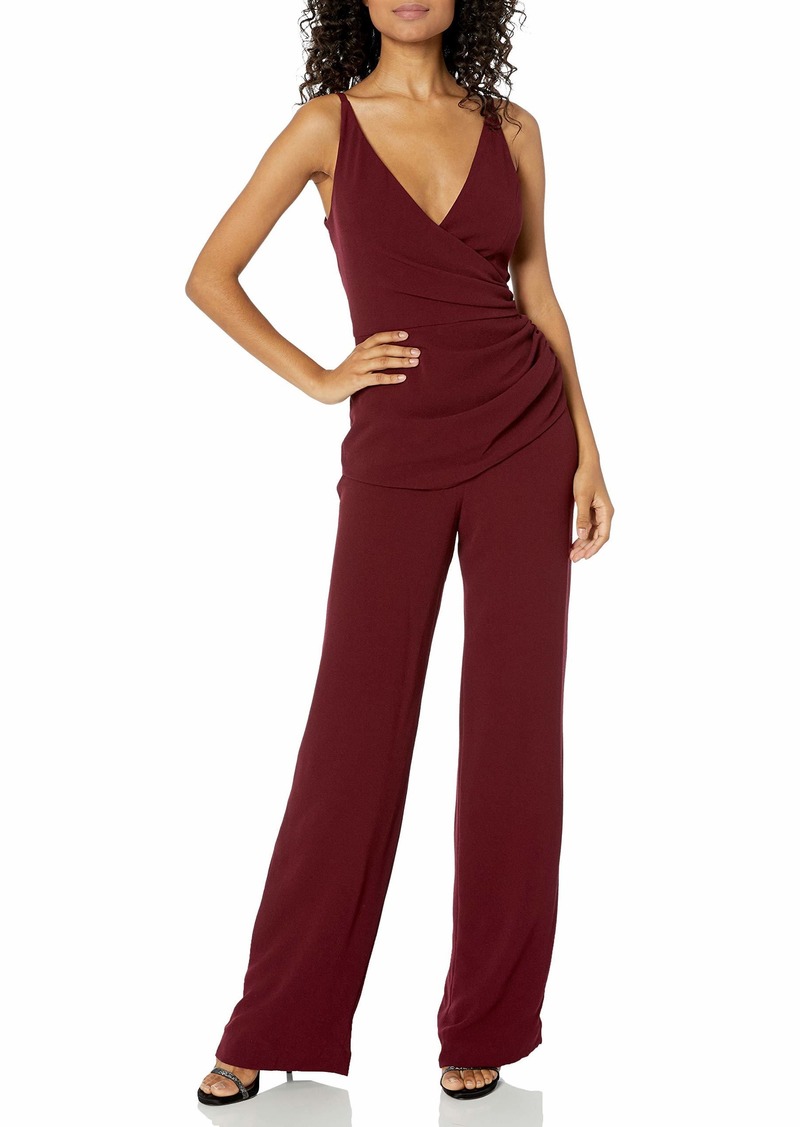 Dress the Population womens Sam Sleeveless Shirred Wide Leg Dressy Jumpsuit   US